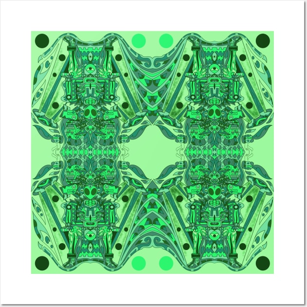 alien mirror warship mayan ecopop pattern Wall Art by jorge_lebeau